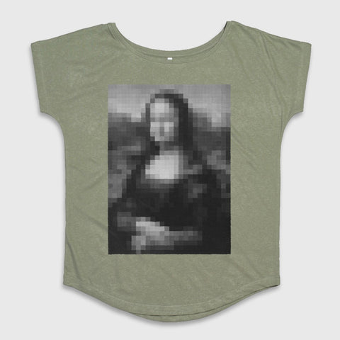 Pixelated Mona Lisa Graphic Print T-Shirt