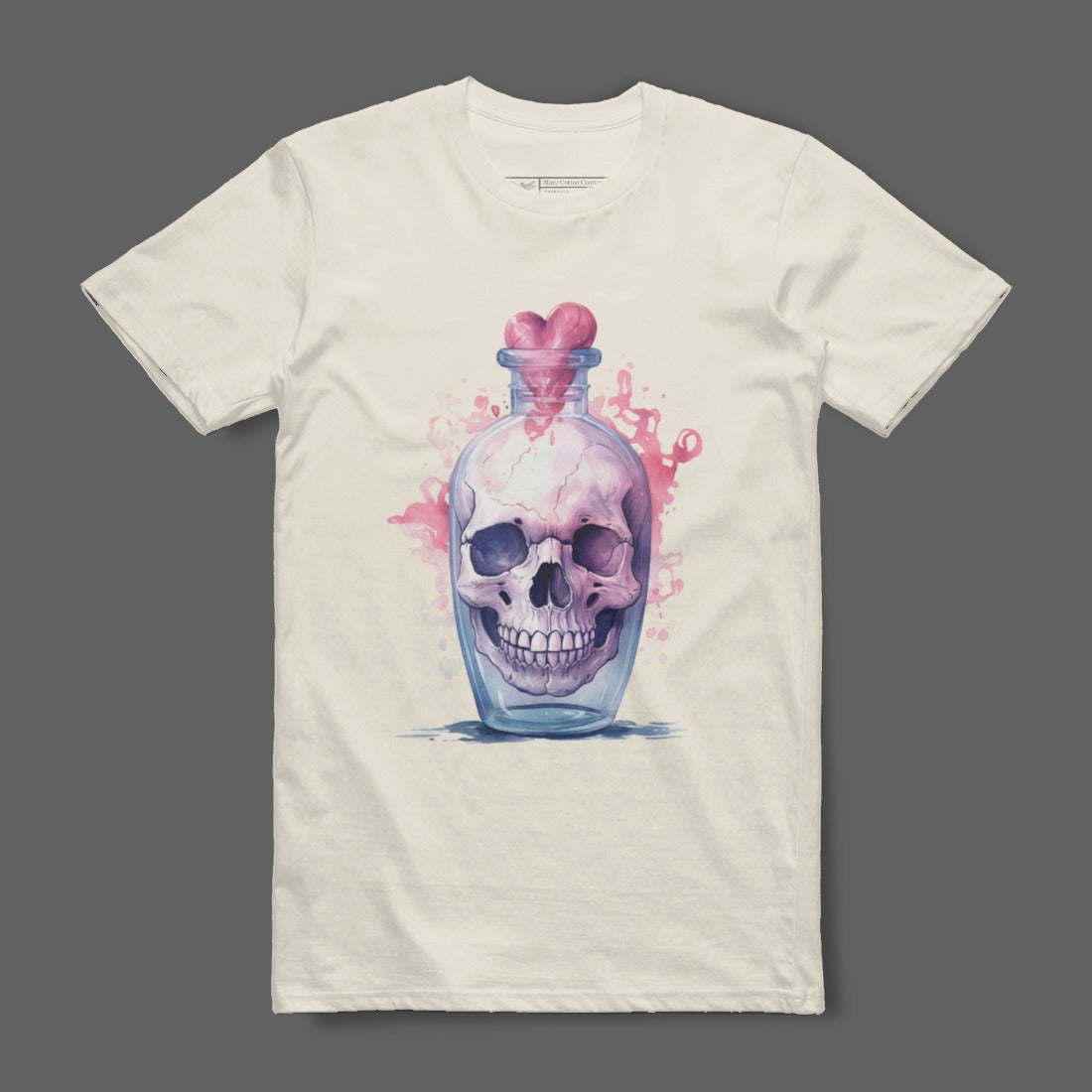 Skull and Hearts Potion Bottle Graphic T-Shirt