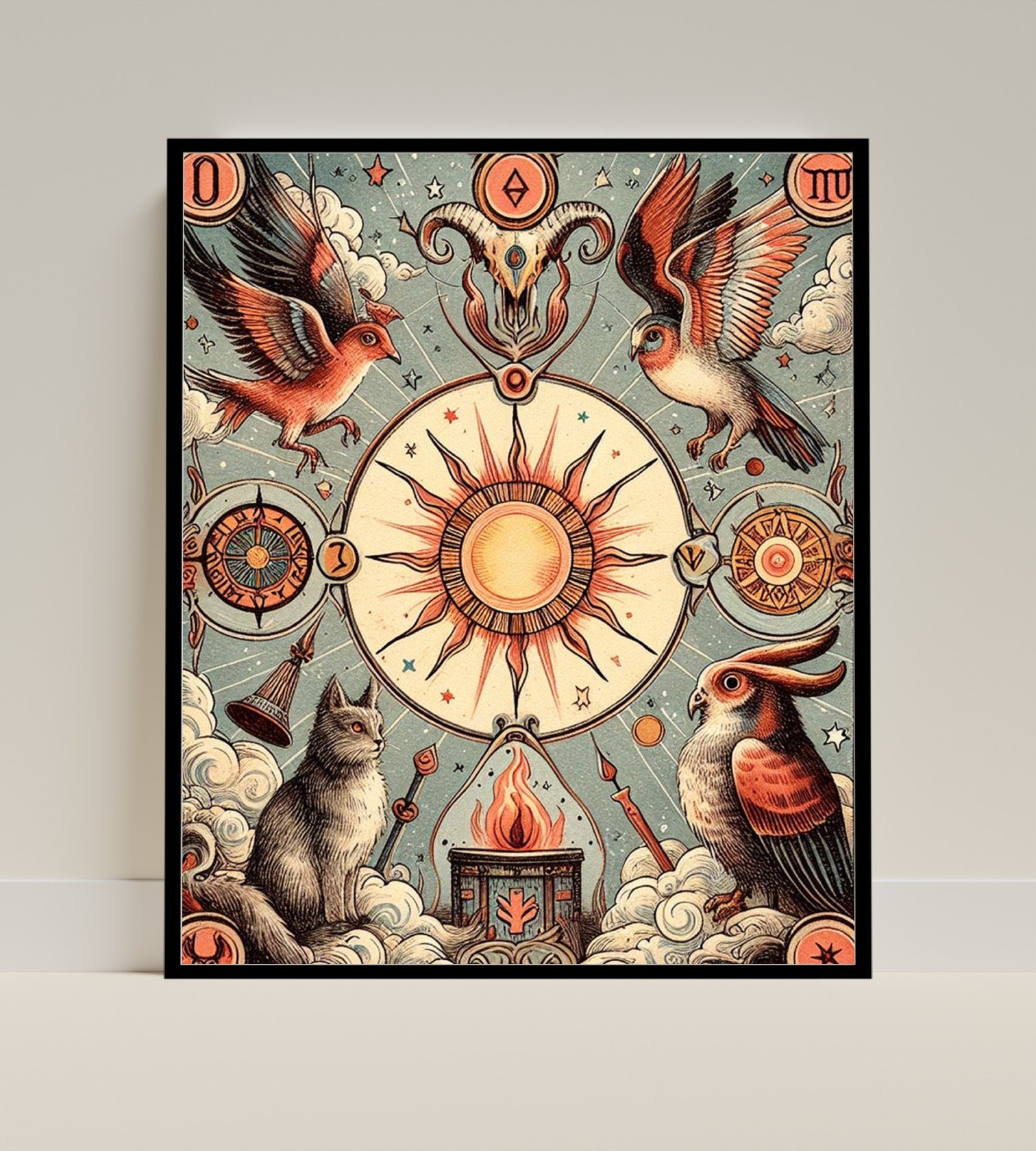 Mystical Animals and Symbols Artistic Poster