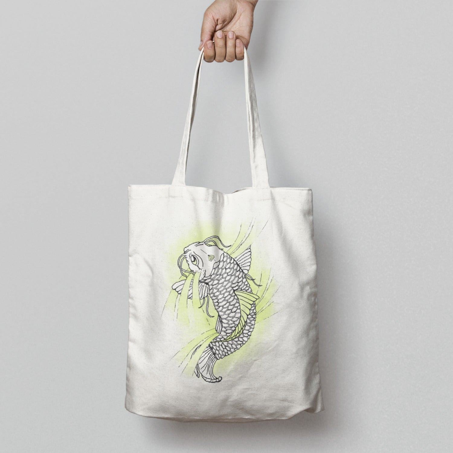 Hand-drawn Koi Fish Art Design Tote Bag Product