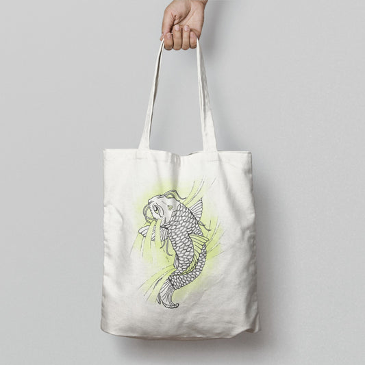 Hand-drawn Koi Fish Art Design Tote Bag Product
