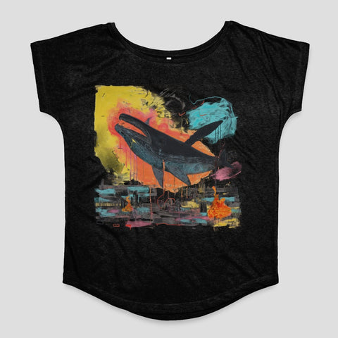 Colorful Whale Print Graphic Design T-shirt