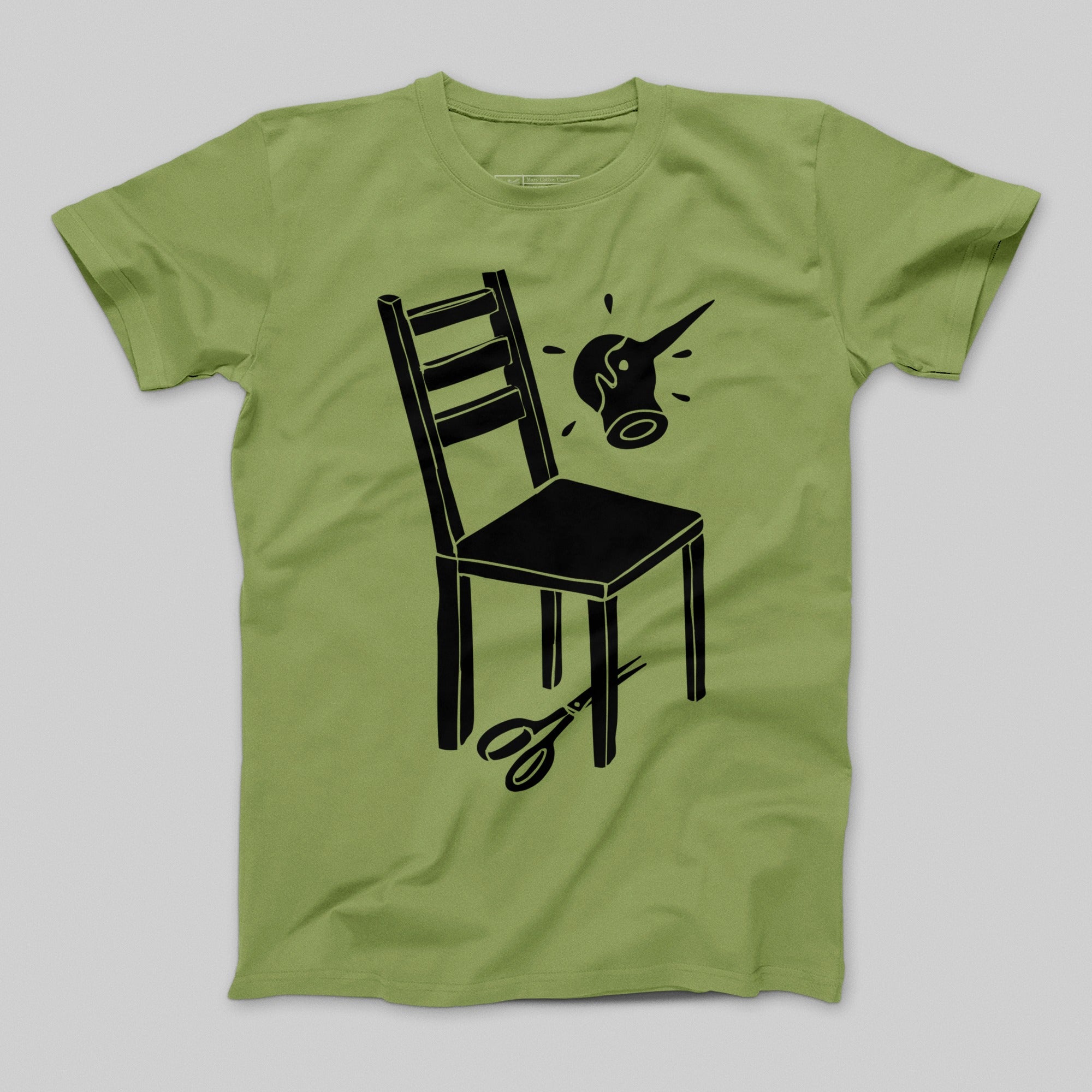 Quirky Chair and Scissors Graphic Print T-Shirt