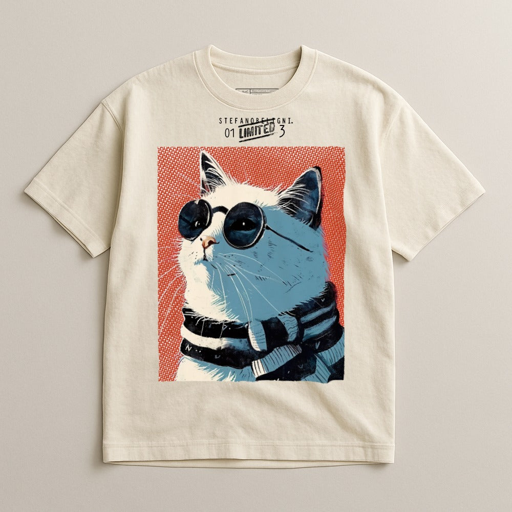 Stylish Cat with Sunglasses Graphic Tee
