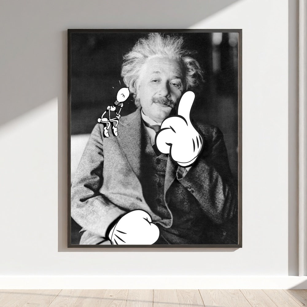 Playful Einstein Artwork in Black and White Wall Art