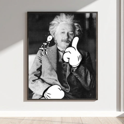 Playful Einstein Artwork in Black and White Wall Art