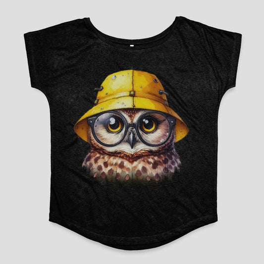 Cute Owl Wearing Yellow Hat Graphic T-Shirt
