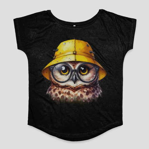 Cute Owl Wearing Yellow Hat Graphic T-Shirt