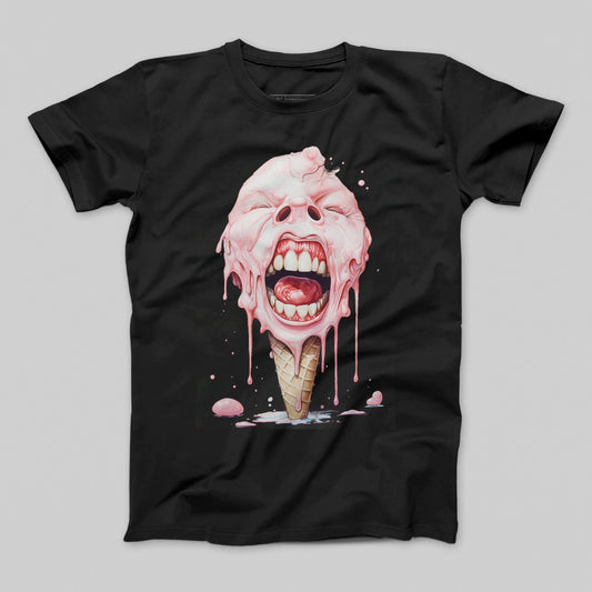 Melting Ice Cream Cone with Screaming Face T-shirt