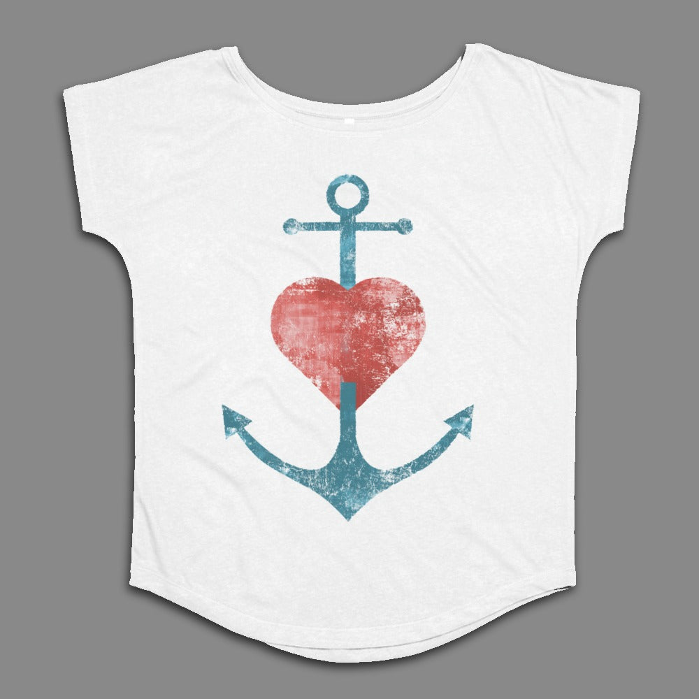 Heart and Anchor Print Design Women's T-Shirt