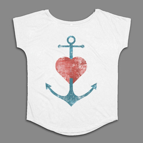 Heart and Anchor Print Design Women's T-Shirt
