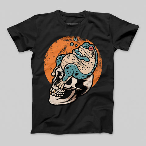 Skull and Frog Graphic Teeshirt Halloween T-Shirt