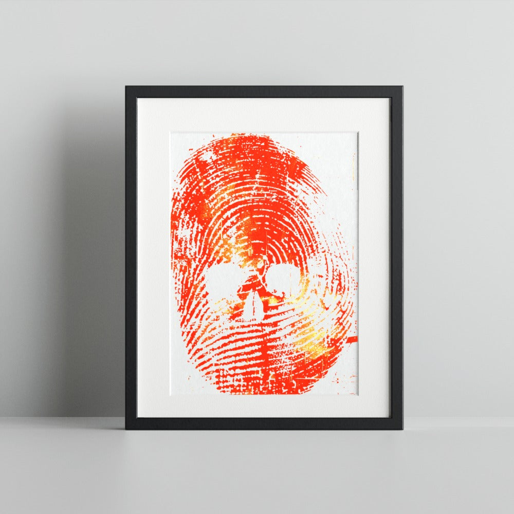 Vibrant Red and Orange Skull Poster Artwork Print