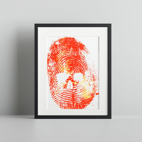 Vibrant Red and Orange Skull Poster Artwork Print