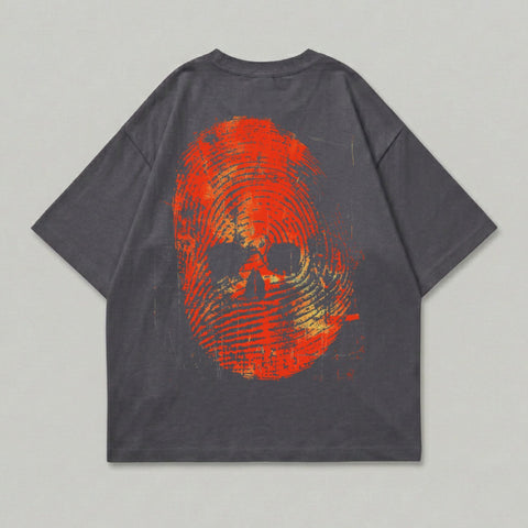 Distressed Skull Ring Graphic Dark Gray Tee product type