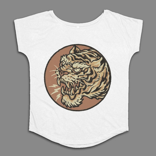 White T-shirt with Fierce Tiger Graphic Design