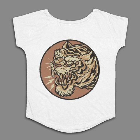 White T-shirt with Fierce Tiger Graphic Design