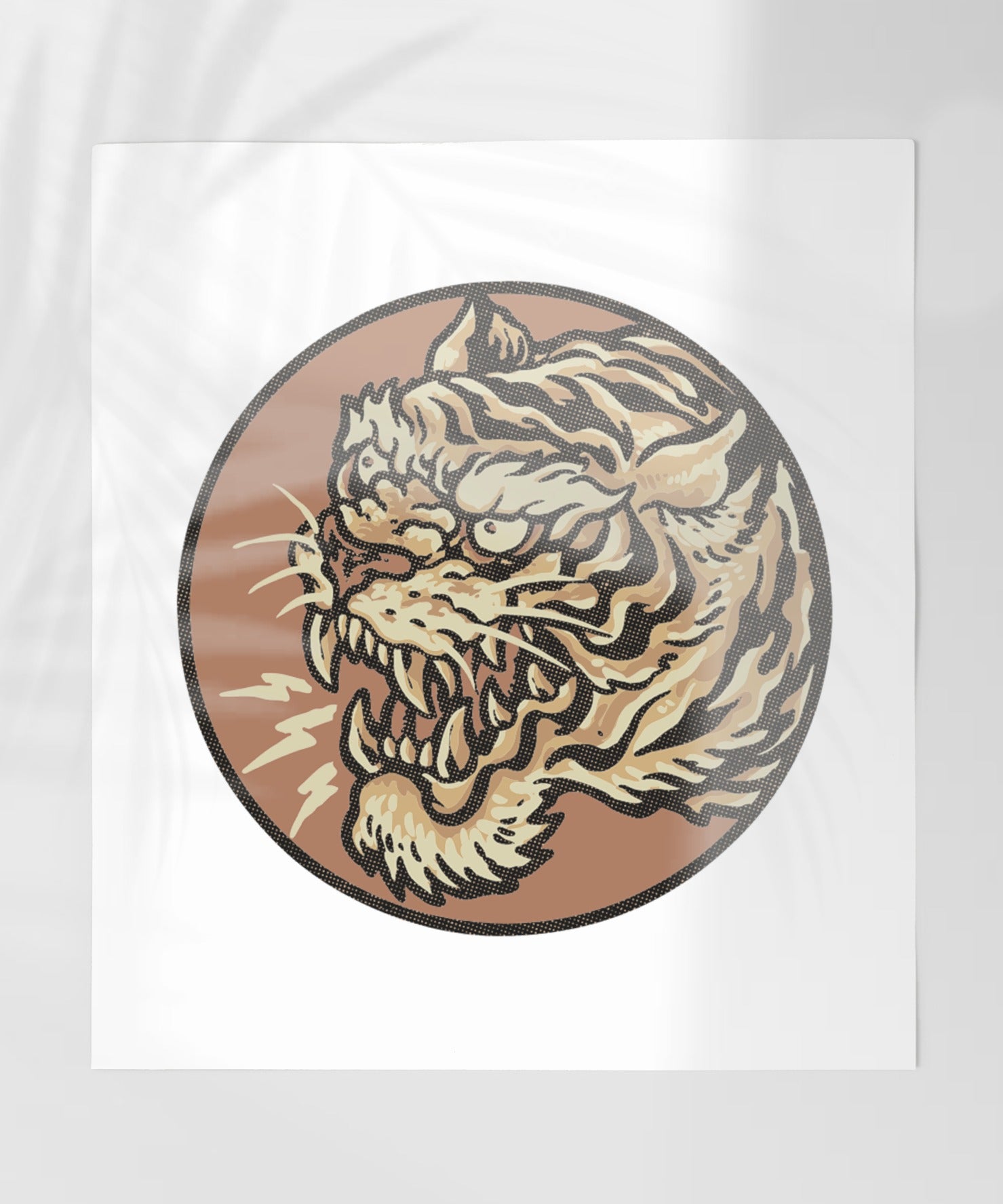 Ferocious Tiger Roaring Round Artwork Decor Print