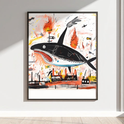 Abstract Whale in Vibrant Urban Setting Art Print