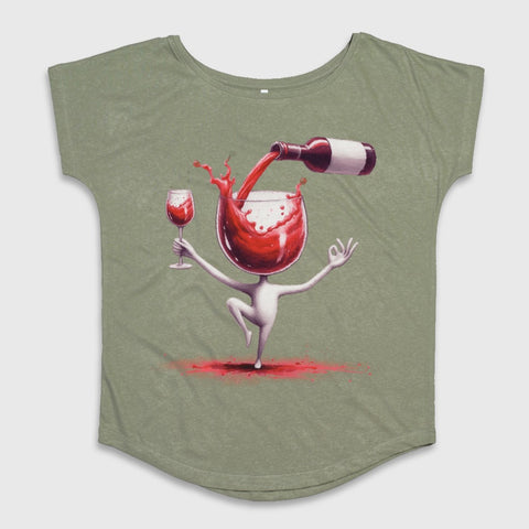 Quirky Dancing Wine Design Oversized Shirt Product