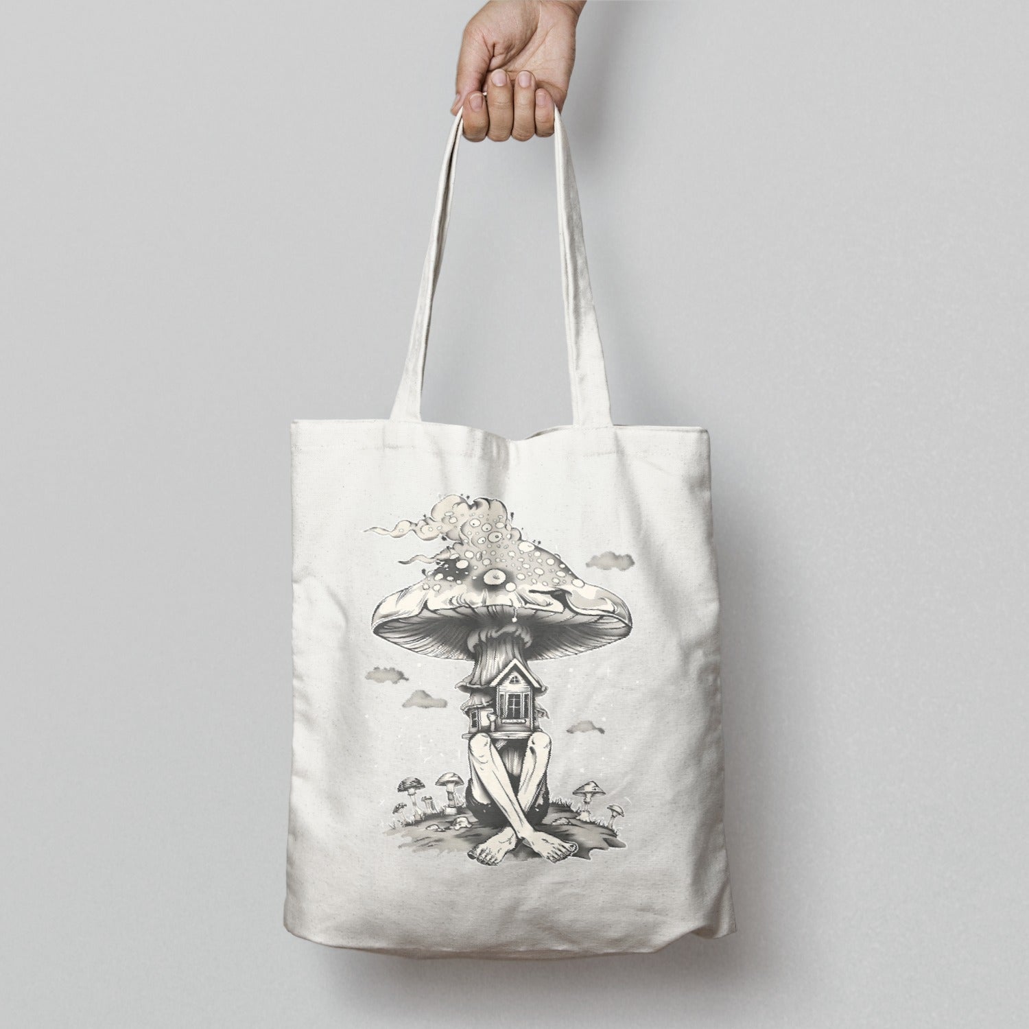 Trendy Mushroom Art Tote Bag with Unique Design Product