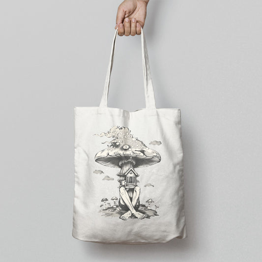 Trendy Mushroom Art Tote Bag with Unique Design Product