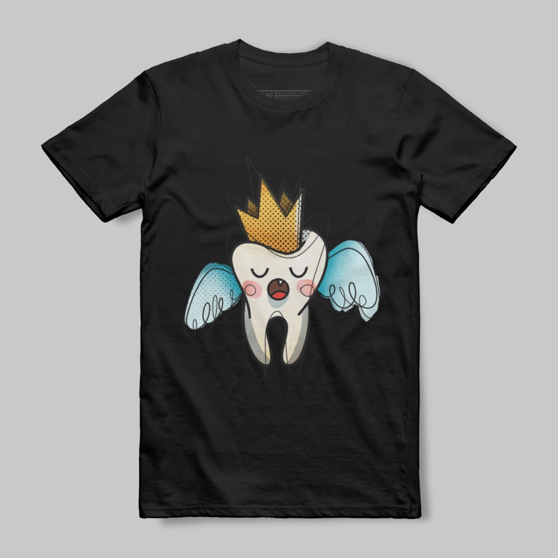 Cute Tooth with Crown and Wings Graphic T-shirt