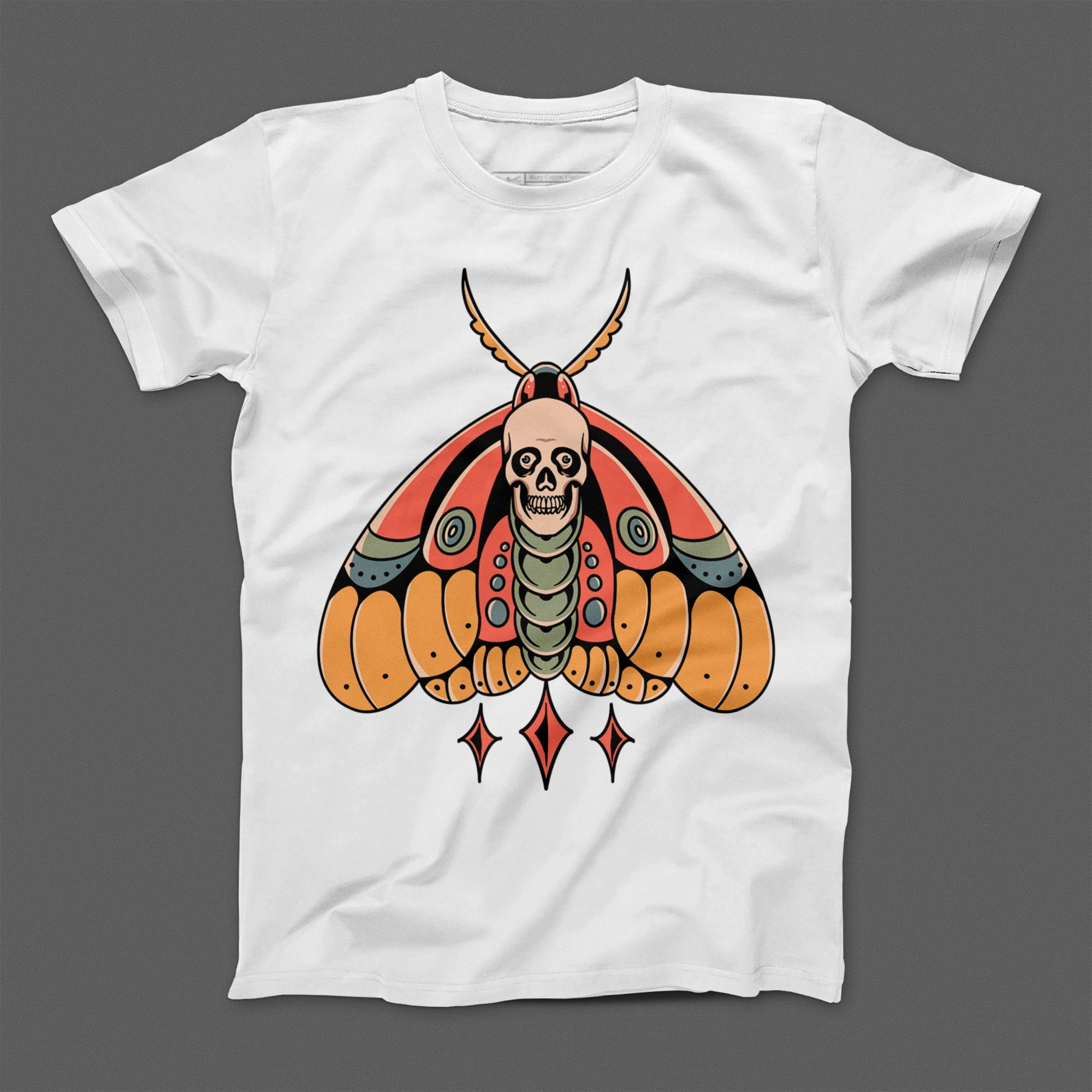 Skull Moth Colorful Graphic Print T-shirt Design