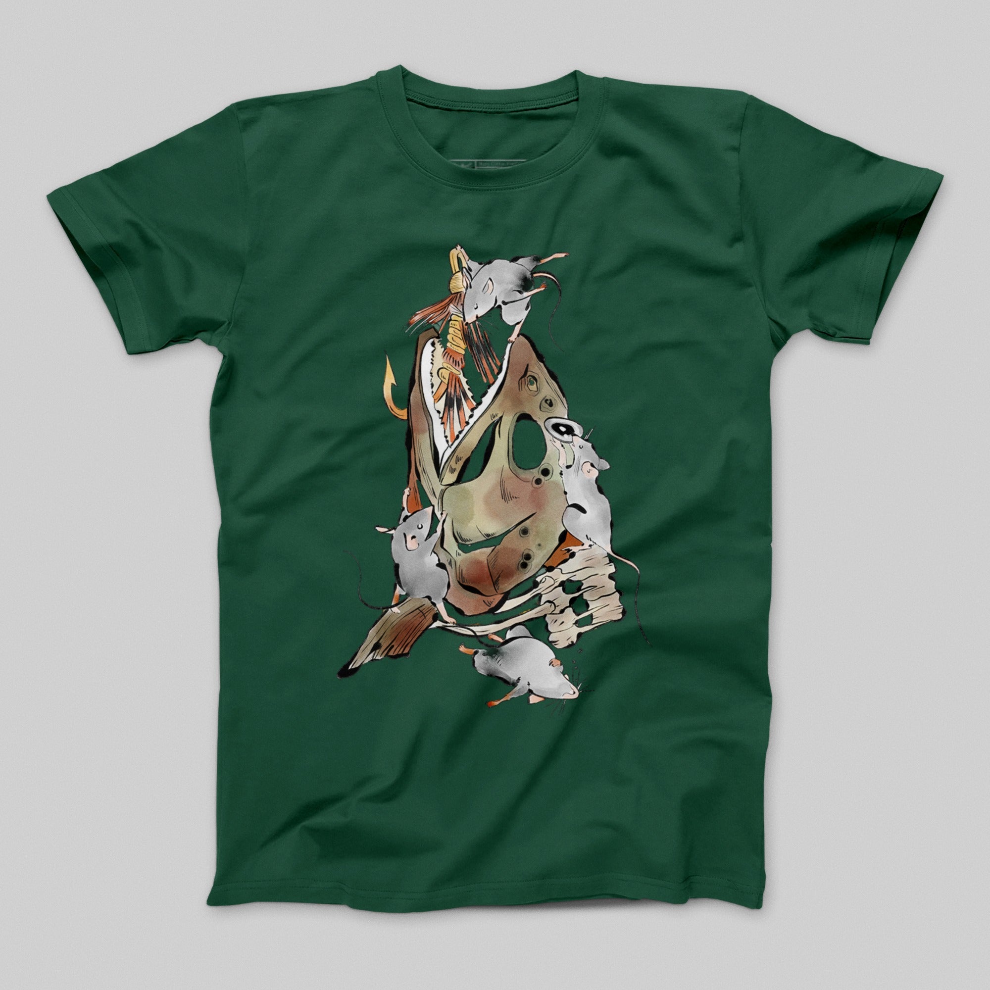 Artistic Fish and Mice Graphic Printed T-shirt