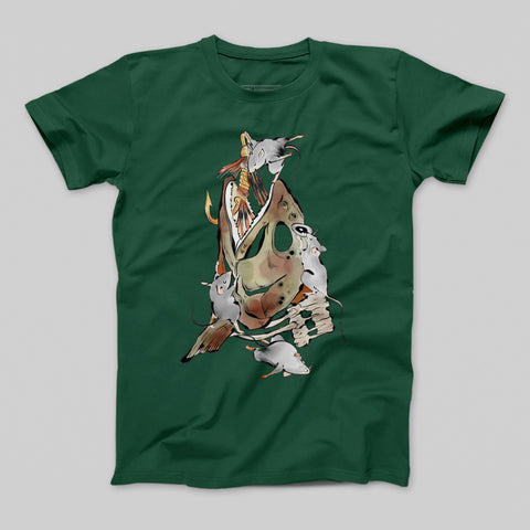 Artistic Fish and Mice Graphic Printed T-shirt