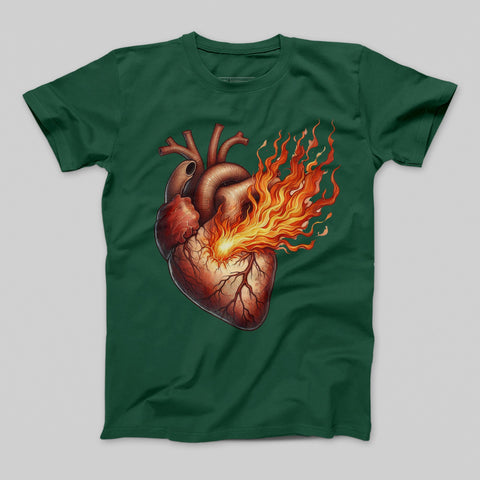 Heart on Fire Exploding Heart Graphic T-shirt