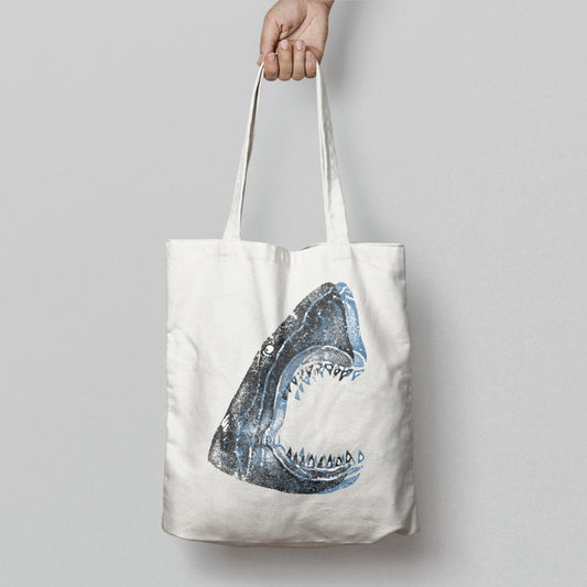 Shark Printed Tote Bag with Single Handle Design