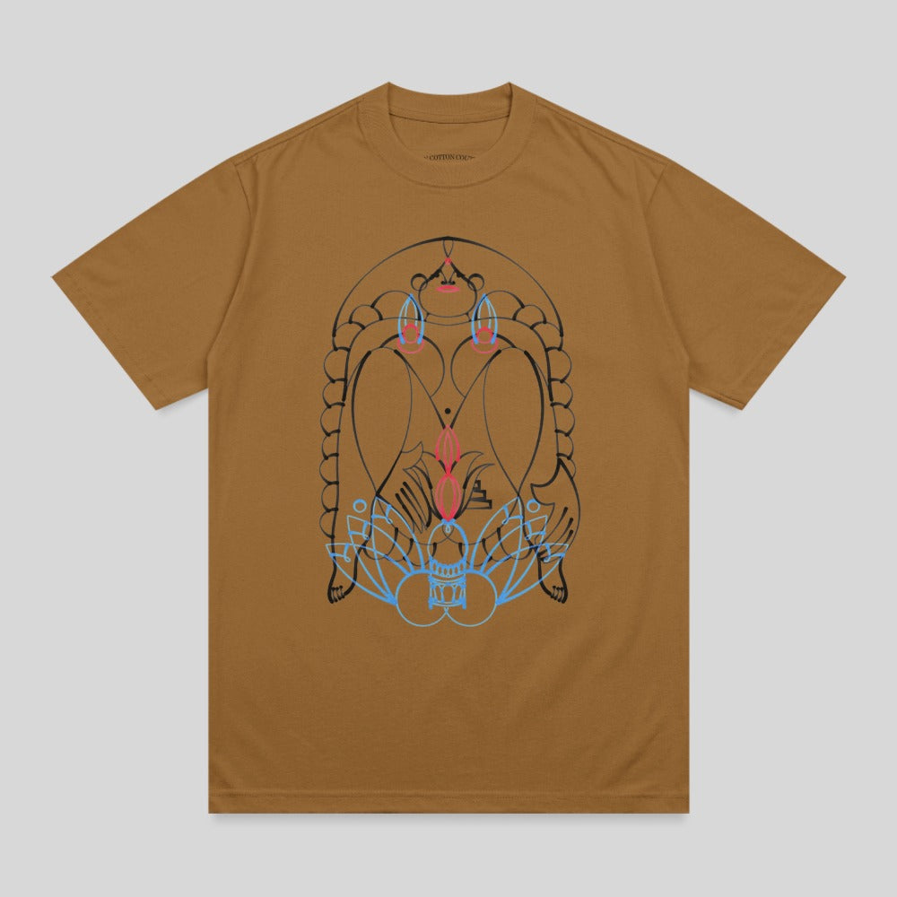 Brown Abstract Symmetrical Line Art Graphic Tee product type
