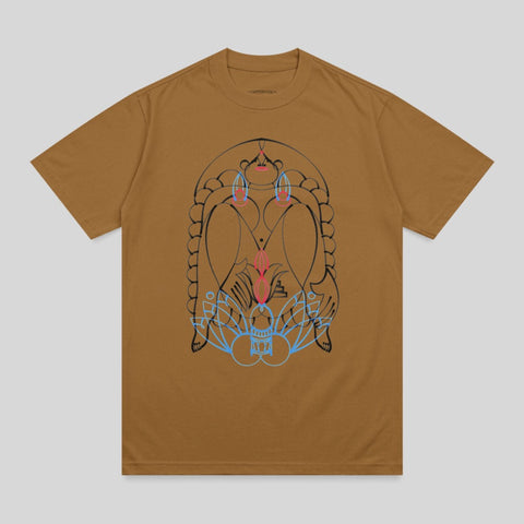 Brown Abstract Symmetrical Line Art Graphic Tee product type