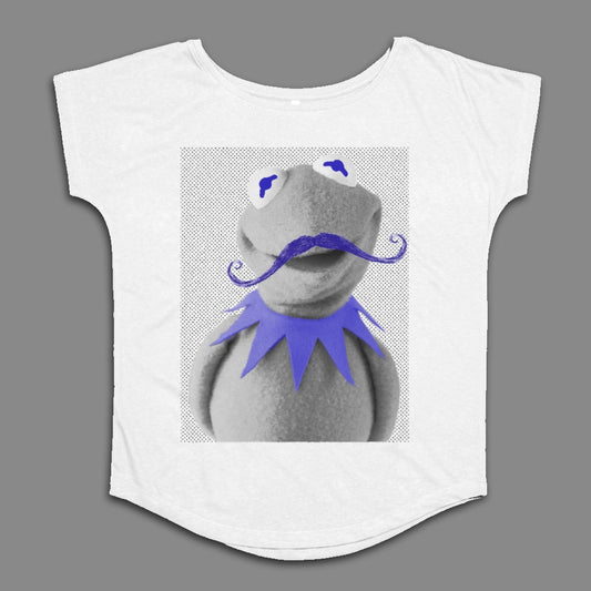 Fun Frog With Purple Moustache Graphic Tee Shirt