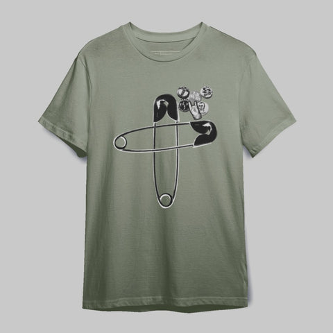 Graphic Safety Pin Casual Unisex T-Shirt