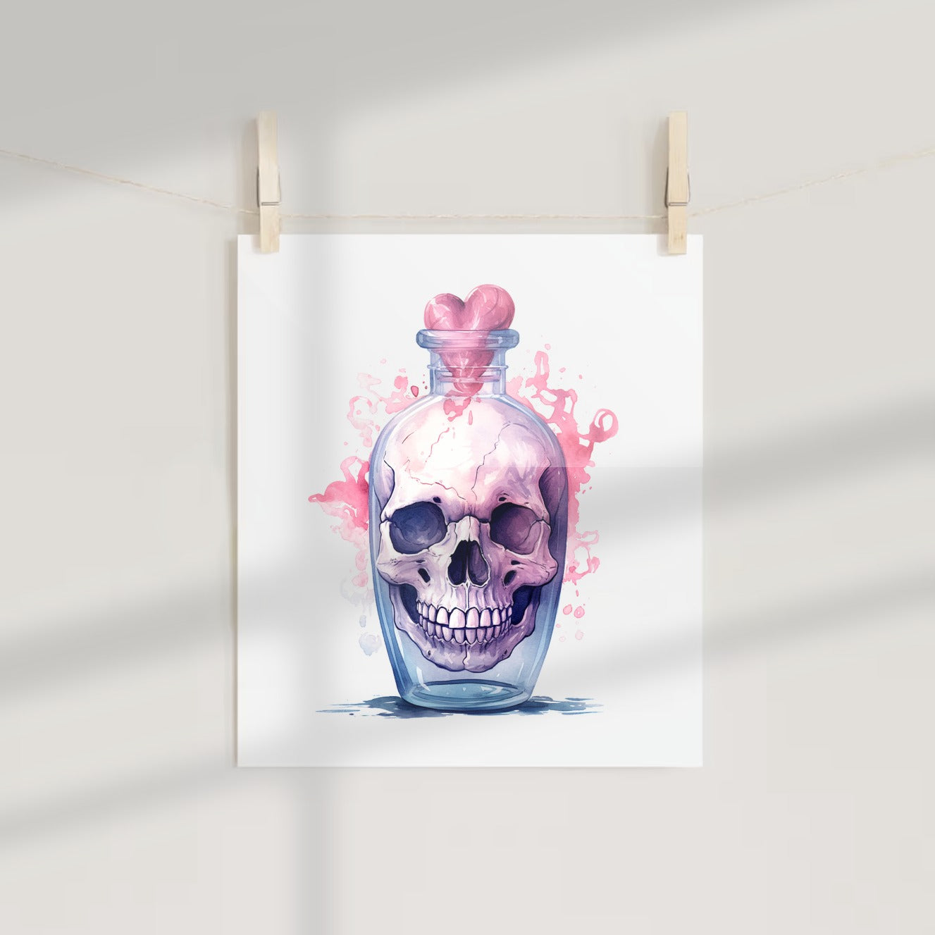 Skull in a Bottle with Heart Shaped Stopper print