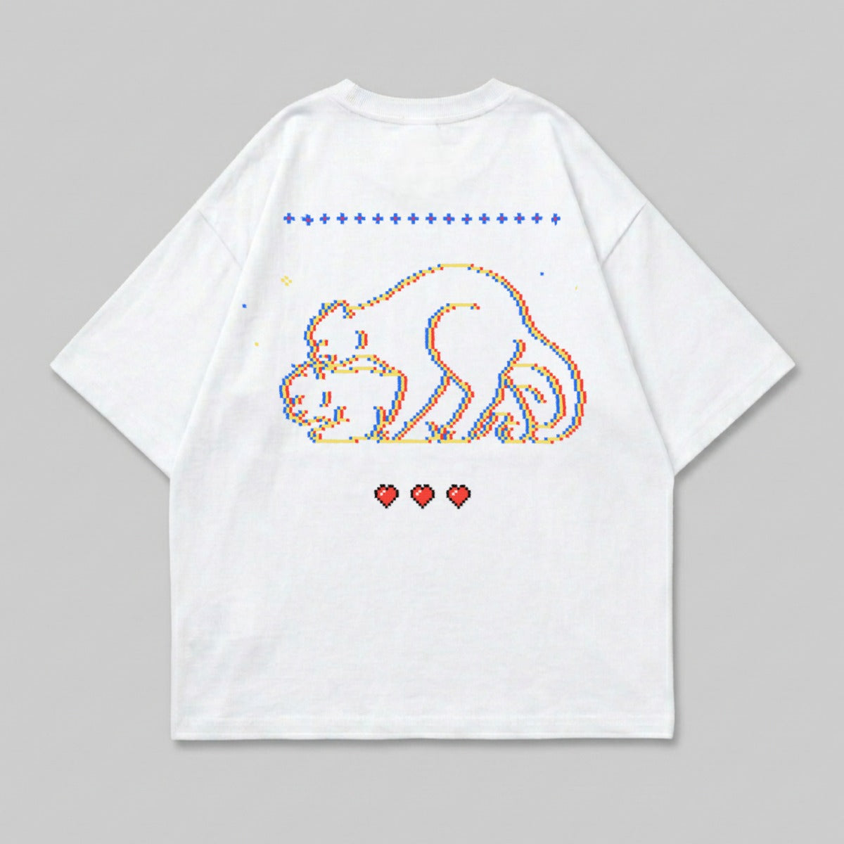 White Retro Pixel Animal Hearts Glitch Effect product type