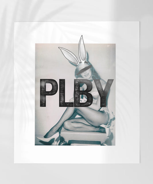 Vintage PLBY Bunny Pin-Up Art Print for Decor