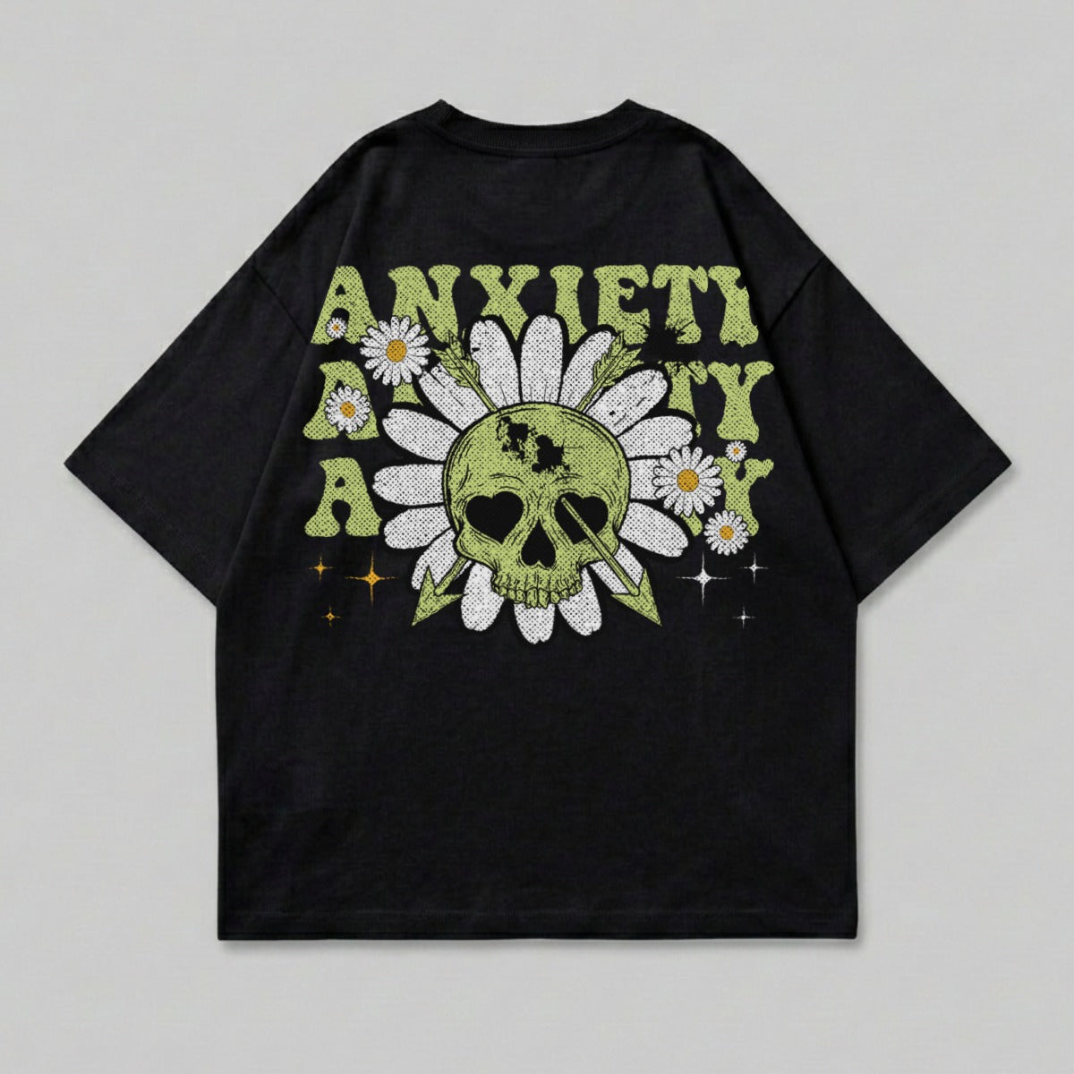 ANXIETY Skull Heart Eyes Daisy Arrows Graphic product type