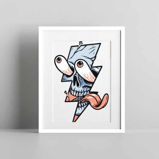 Surreal Skull with Tongue and Eyes Art Print
