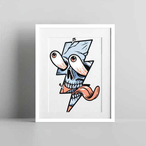 Surreal Skull with Tongue and Eyes Art Print