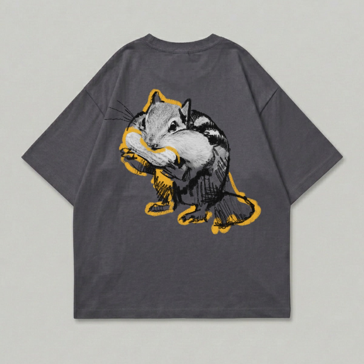 Dark Grey Chipmunk Back Sketch Graphic Tee product type