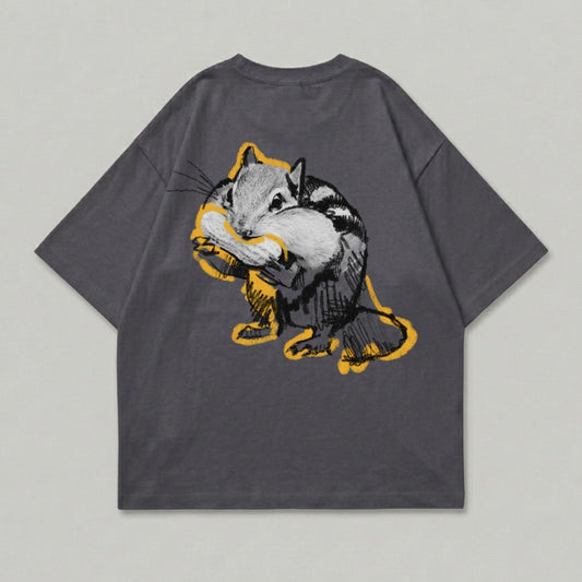 Dark Grey Chipmunk Back Sketch Graphic Tee product type