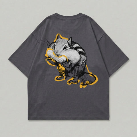 Dark Grey Chipmunk Back Sketch Graphic Tee product type