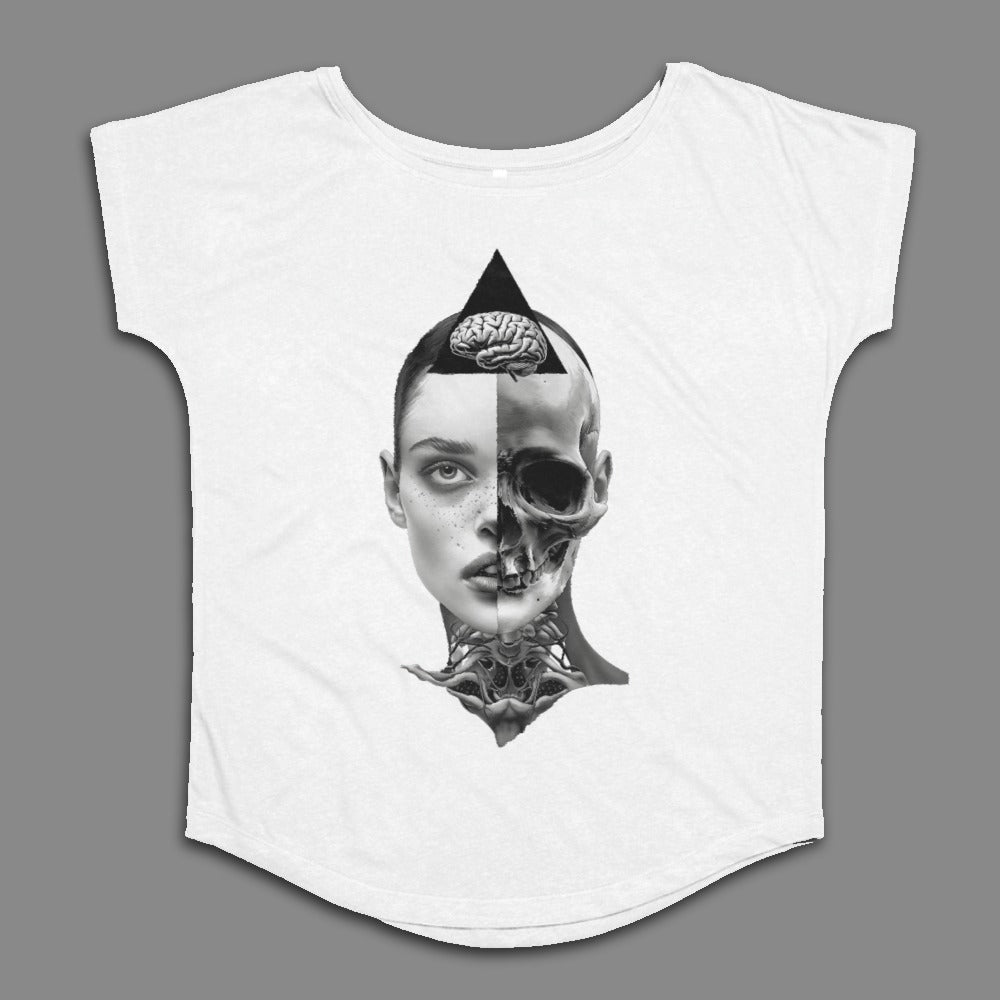 Human Skull and Brain Split Art Graphic T-shirt