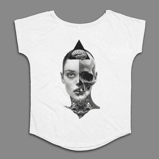 Human Skull and Brain Split Art Graphic T-shirt