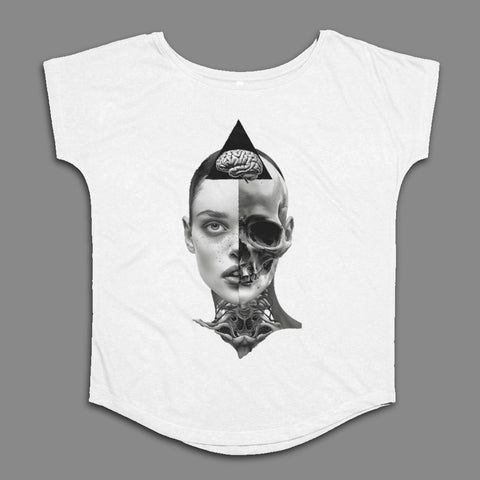 Human Skull and Brain Split Art Graphic T-shirt