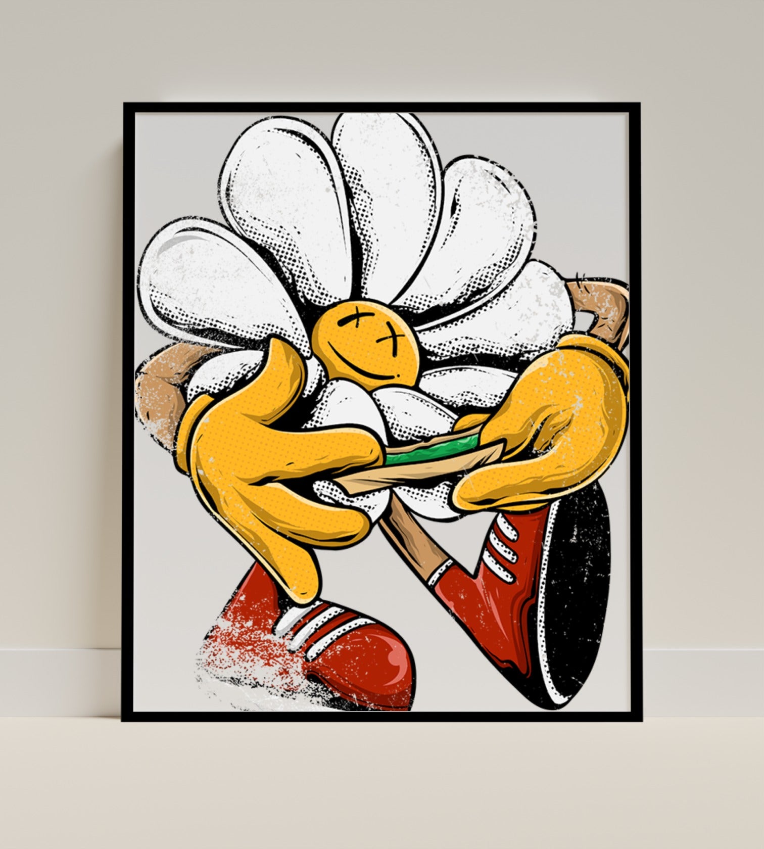 Quirky Flower Character Art with Red Shoes product