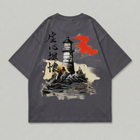 Lighthouse rocks water Japanese characters design product type
Lighthouse
Japanese characters
Asian graphic
Ink wash art
Coastal design
Ocean waves
Rocks landscape
Red splash
Calligraphy style
Artistic print
Dark gray
Streetwear
Graphic tee
Unique design
Edgy fashion
Nature inspired
Abstract art
Vintage style
Lighthouse print
Eastern aesthetic